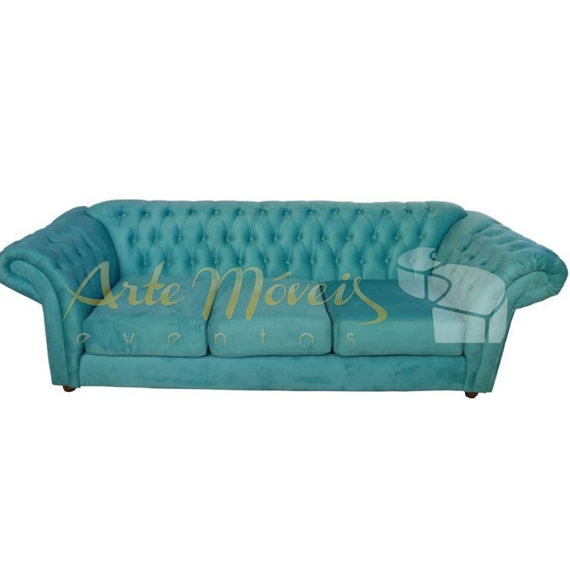 Sofa Captonê Azul 2,20m em veludo